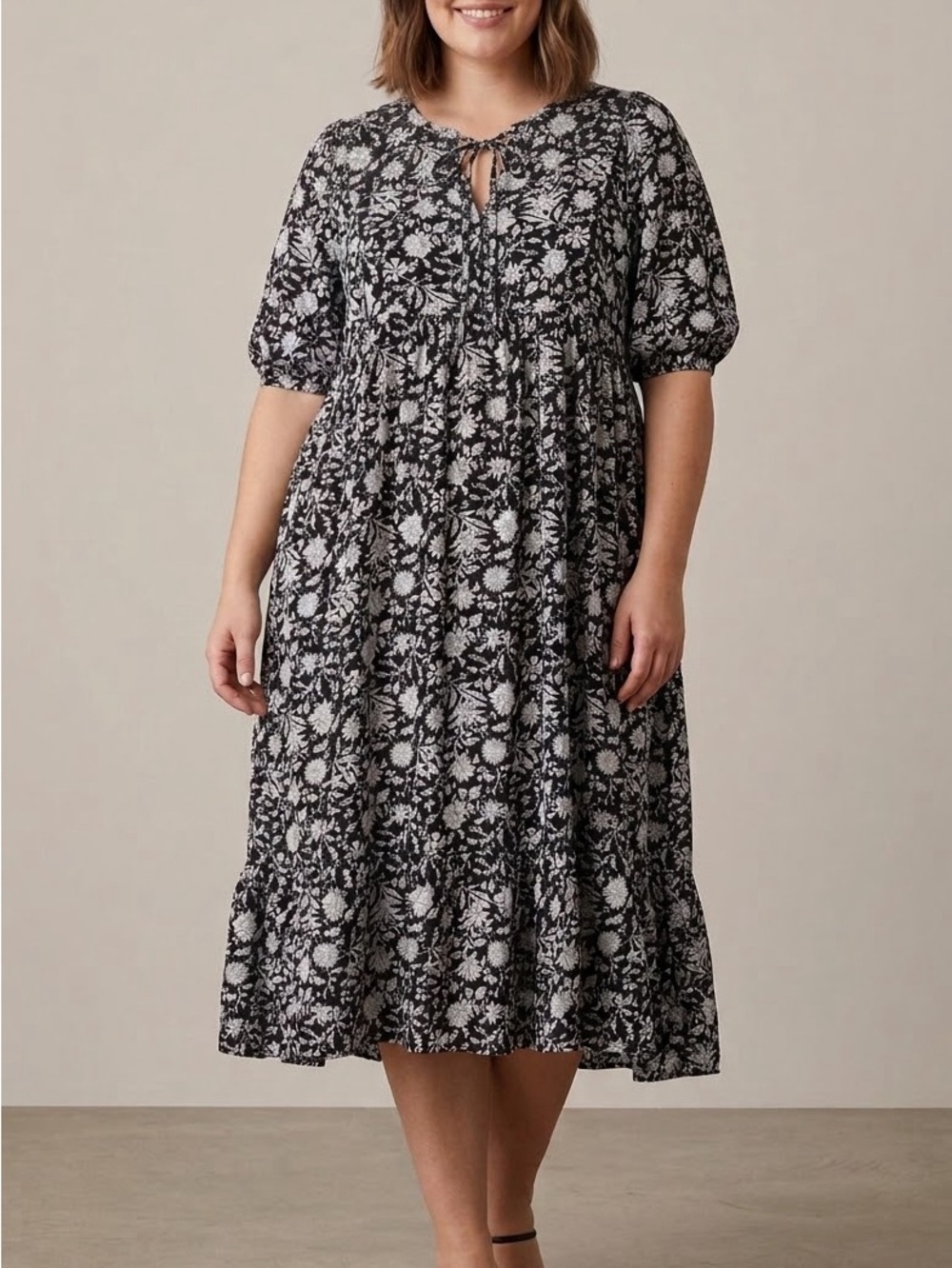 Beautiful 100% Cotton Floral Midi Dress